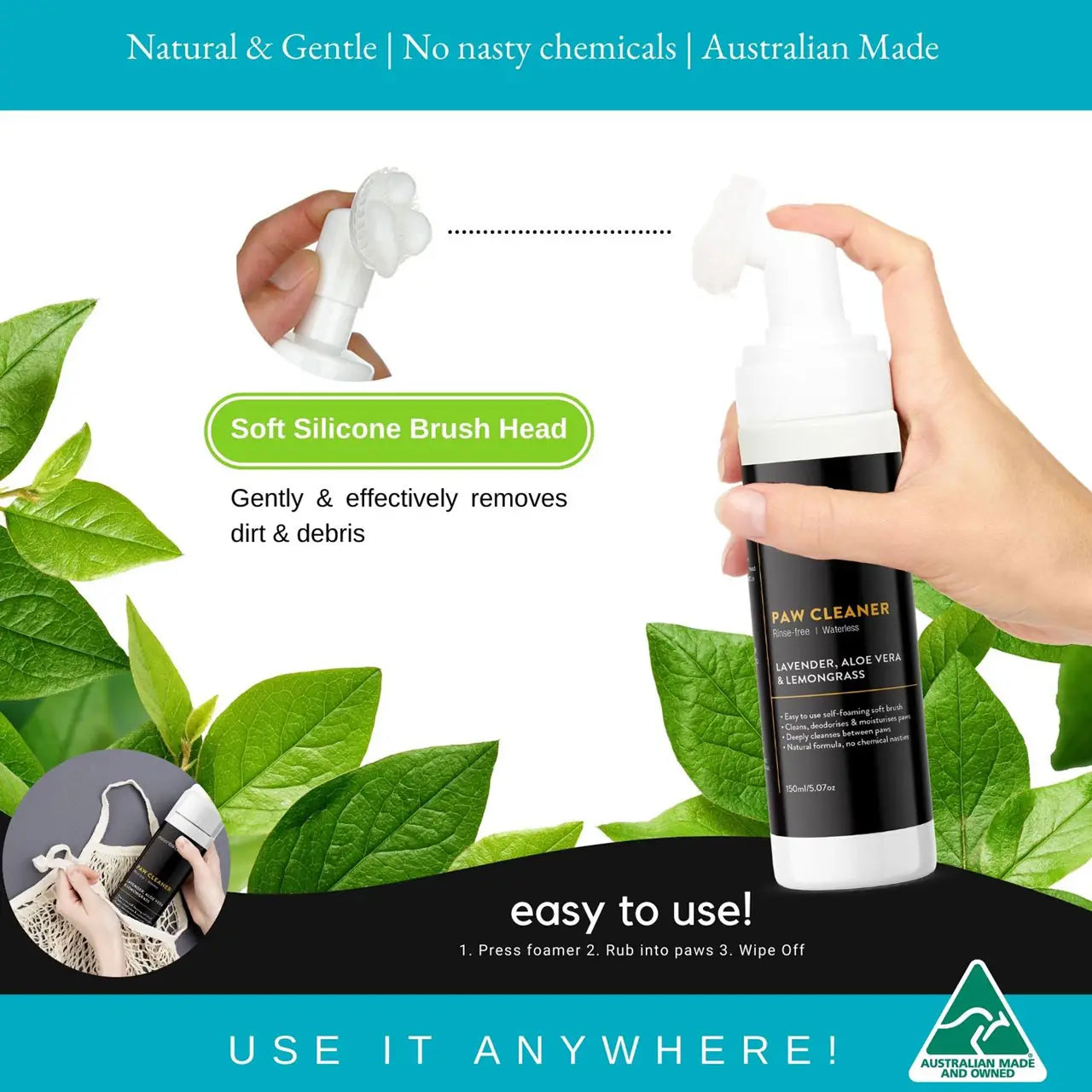 Rinse-Free Portable Paw & Body Cleaner For Dogs 15Oml