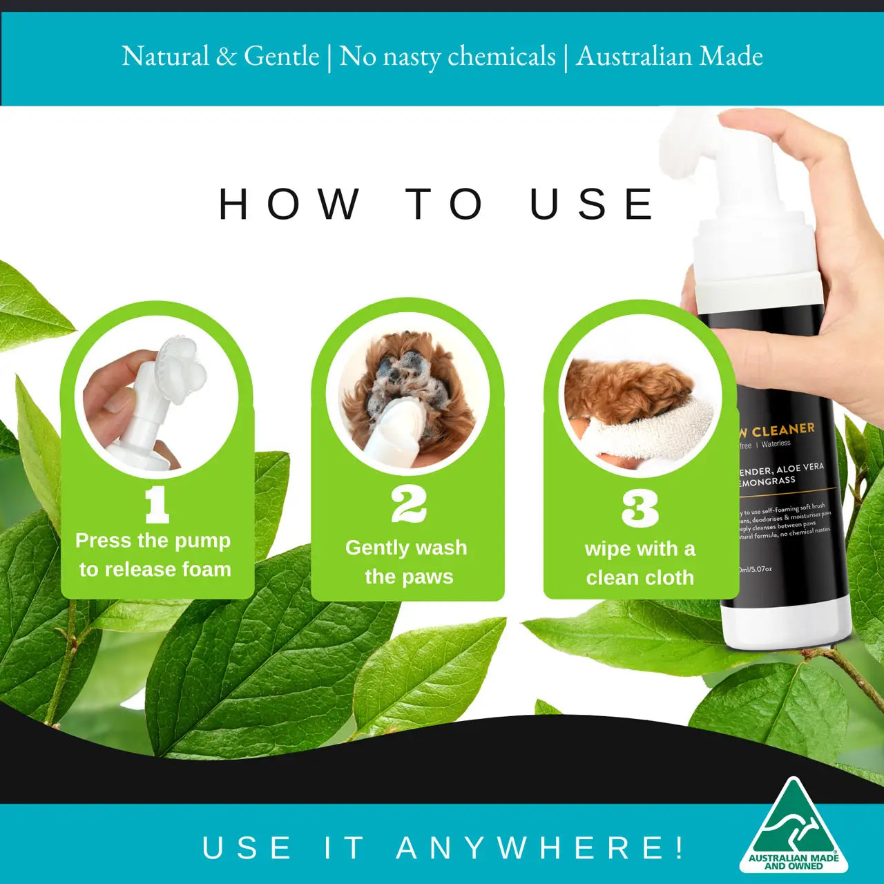 Rinse-Free Portable Paw & Body Cleaner For Dogs 15Oml