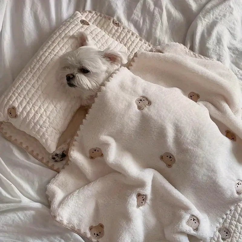 Set Letto per Cani con Materassino, Cuscino e Coperta