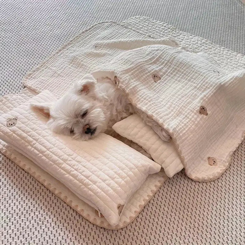 Set Letto per Cani con Materassino, Cuscino e Coperta