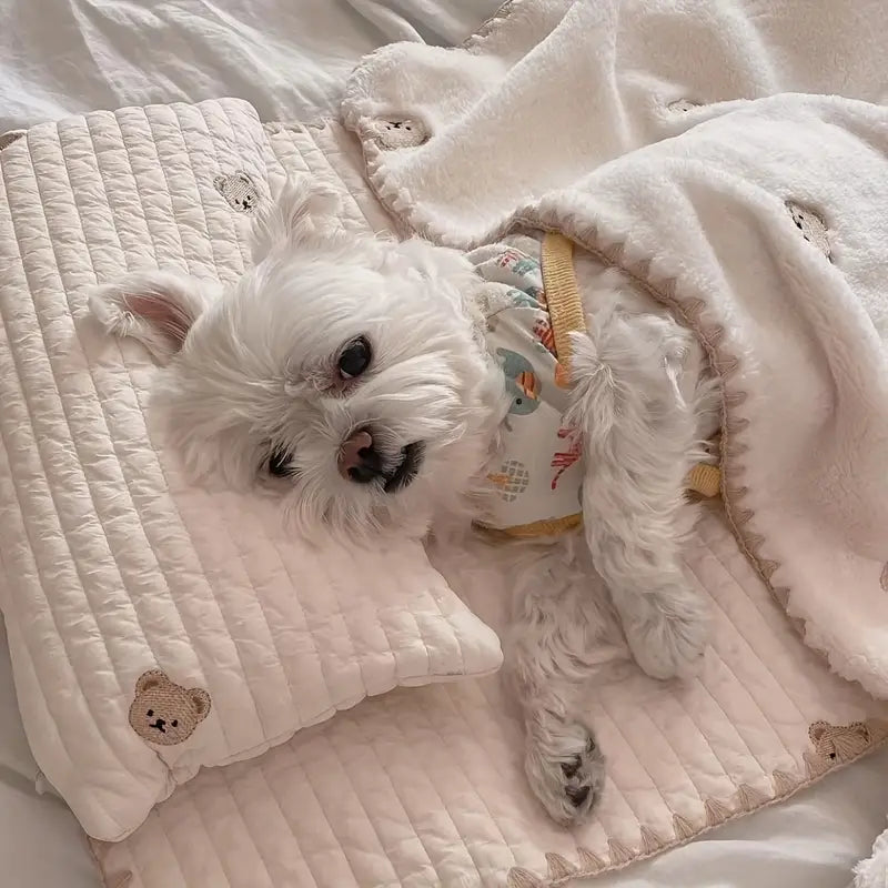 Set Letto per Cani con Materassino, Cuscino e Coperta